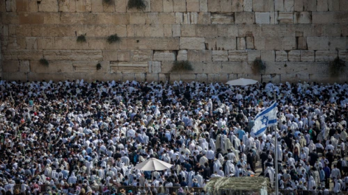 Birkat Hakohanim at the Kotel in Jerusalem's Old City on Sukkot, Oct. 16, 2019. Photo by Yonatan Sindel/Flash90.