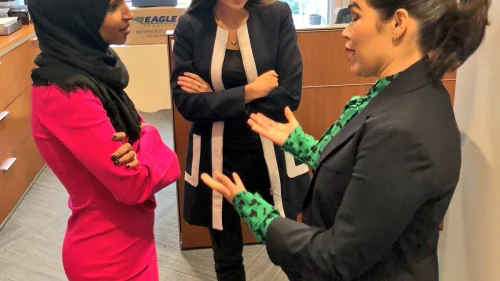 Congresswoman-elect Alexandria Ocasio-Cortez (D-N.Y.) with (left) Ilhan Omar (D-Minn.) together during their campaigns. Source: Alexandria Ocasio-Cortez via Twitter.