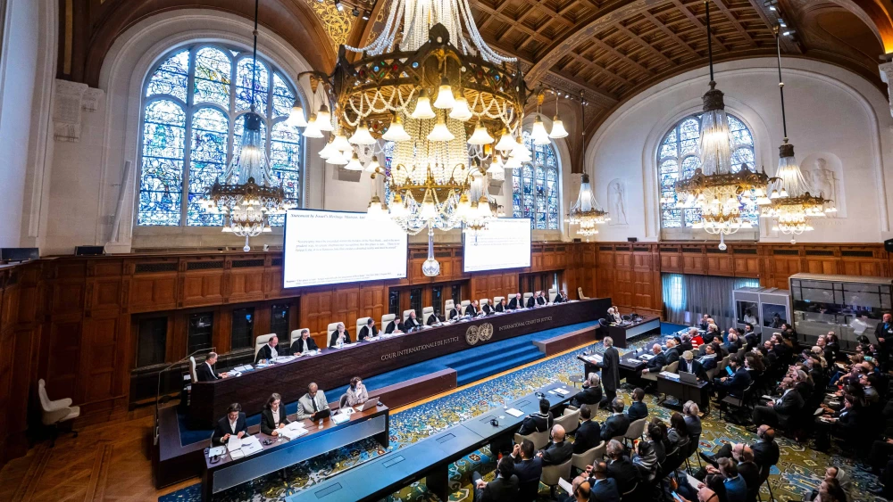 The opening day of public hearings on Israel's "ongoing occupation" of Judea, Samaria and eastern Jerusalem at the International Court of justice at The Hague, Netherlands, Feb. 19 2024. Source: X.