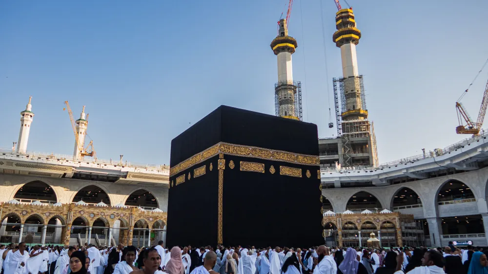 Muslim worshippers circumambulate the Kaaba, Islam's holiest shrine, at the Grand Mosque in Mecca on Sept. 6, 2023. Photo by Sameer al-Doumy/AFP via Getty Images.