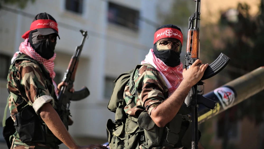 Palestinians take part in a rally organized by the Popular Front for the Liberation of Palestine in Gaza City, Aug, 31, 2019. Photo by Hassan Jedi/Flash90.