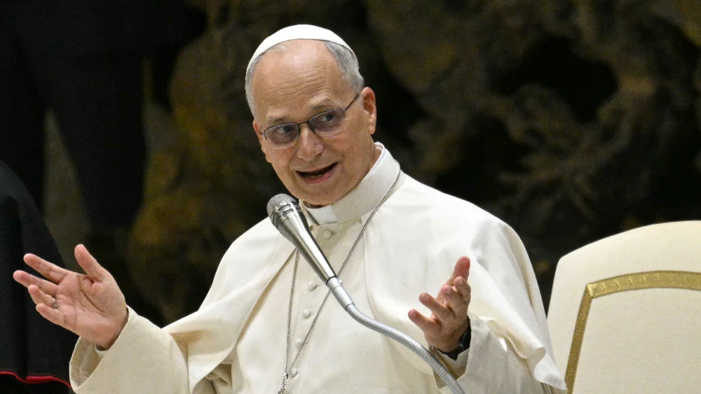 Pope Leo XIV attends the "International Congress of School and University Pastoral Care" at the Paul VI hall in The Vatican on Oct. 22, 2026. Photo by Andreas Solaro / AFP via Getty Images.