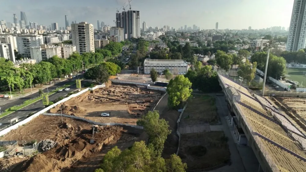 An aerial view of the excavation in Ramat Gan. Photo by Assaf Peretz, Israel Antiquities Authority/TPS-IL.