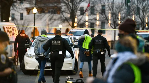 Anti-Israel protesters with the Palestinian Youth Movement were arrested by U.S. Secret Service officers after holding a rally in Washington, D.C., on Jan. 23, 2022. Source: Twitter.