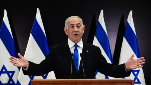 Israeli Prime Minister Benjamin Netanyahu holds a press conference at the Defense Ministry in Tel Aviv, April 10, 2023. Photo by Tomer Neuberg/Flash90.