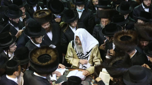 Rabbi Elimelech Biderman prays for forgiveness (Selichot) at the burial site of Rabbi Shimon bar Yochai in Meron in northern Israel ahead of the Jewish New Year, Sept. 12, 2020. Photo by David Cohen/Flash90.