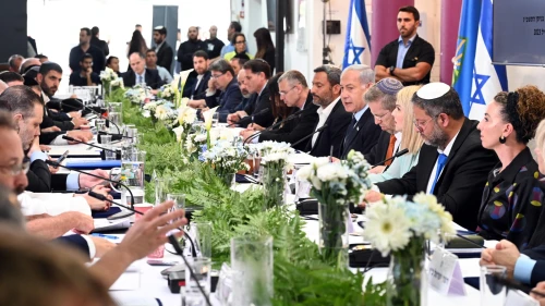 The Israeli Cabinet convenes for a meeting in the southern city of Sderot, adjacent to the Hamas-ruled Gaza Strip, on April 20, 2023. Credit: Haim Zach/GPO.