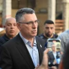 Israeli Foreign Minister Gideon Sa’ar speaks to the foreign press at the site where an Iranian missile hit the Al-Jarina Mosque in Haifa's Wadi Nisnas neighborhood on June 20, 2025. Photo by Eran Yardeni/GPO.