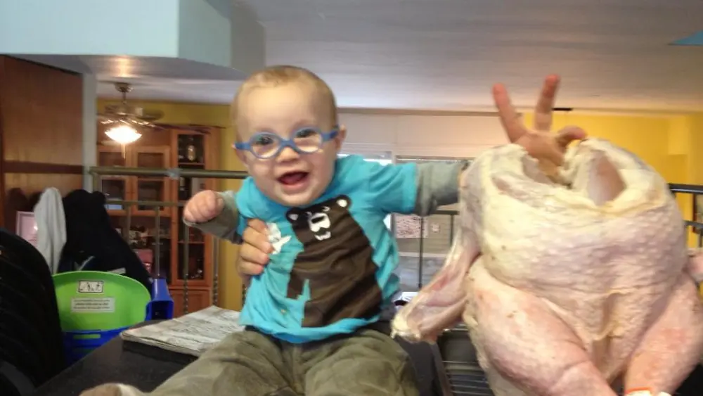 Noa Choritz’s baby son weighs less than the Turkey. Credit: Noa Choritz.