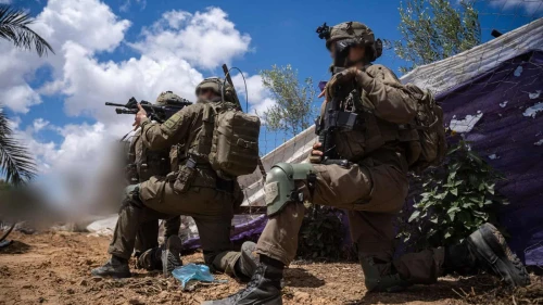 Israeli forces operating in Gaza in an IDF photo published on April 21, 2025.