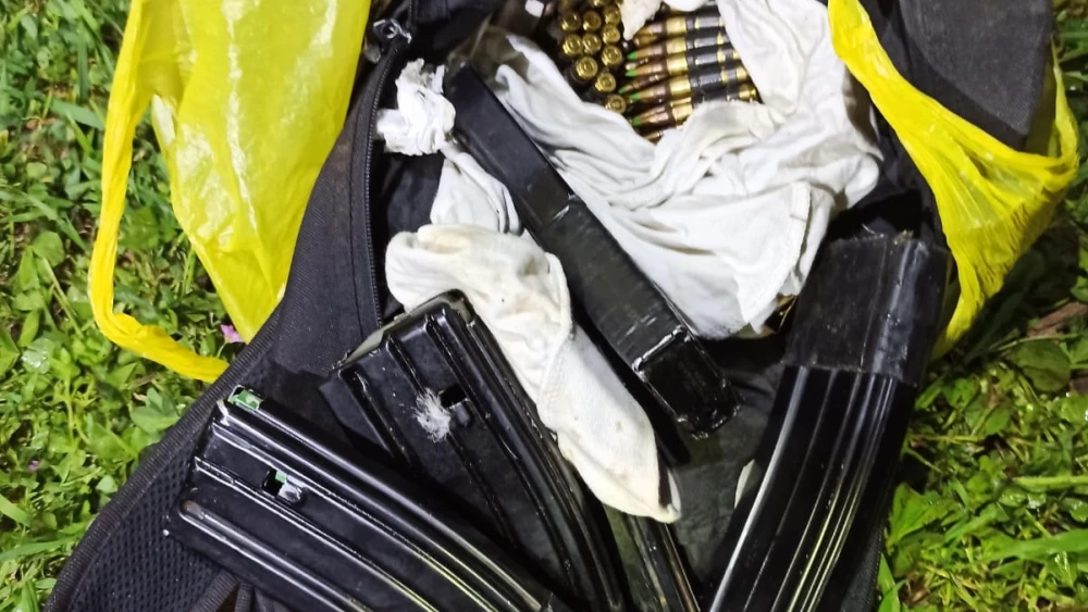 A cache of ammunition found in the possession of two suspects arrested in connection with the assault and robbery of an Israeli soldier on March 4, 2021. Photo courtesy of the Israel Police.