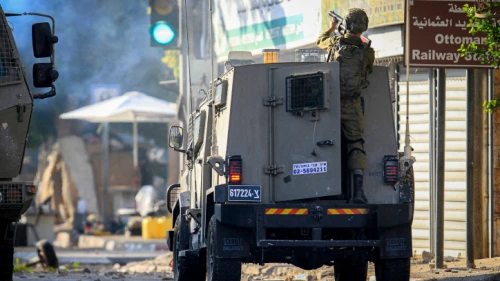 Palestinian demonstrators clash with Israeli security forces during during an army operation the West Bank city of Nablus on Aug. 9, 2022. Photo by Nasser Ishtayeh/Flash90.