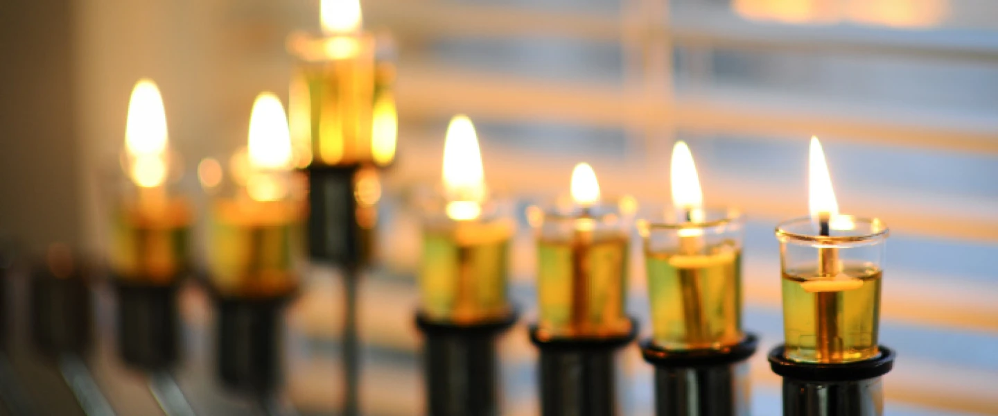 Illustration of a lit menorah on the sixth night of the Jewish holiday of Hanukkah. Photo by Mendy Hechtman/Flash90.