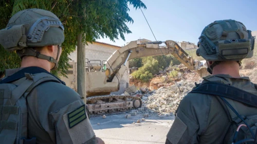 Israel Defense Forces soldiers demolish the Samaria home of slain Palestinian terrorist Nael Samara, who murdered Israeli mother Tzeela Gez, 30, and her unborn son in a May shooting, Sept. 14, 2025. Credit: IDF.