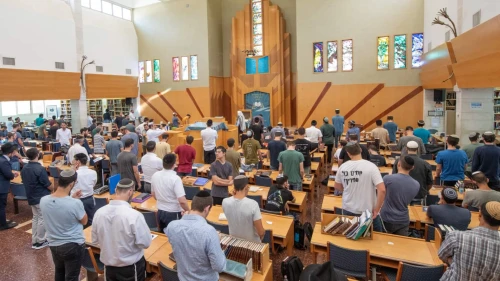 Jerusalem College of Technology students attend the school’s ceremony marking the beginning of the school year. Credit: Michael Erenburg.