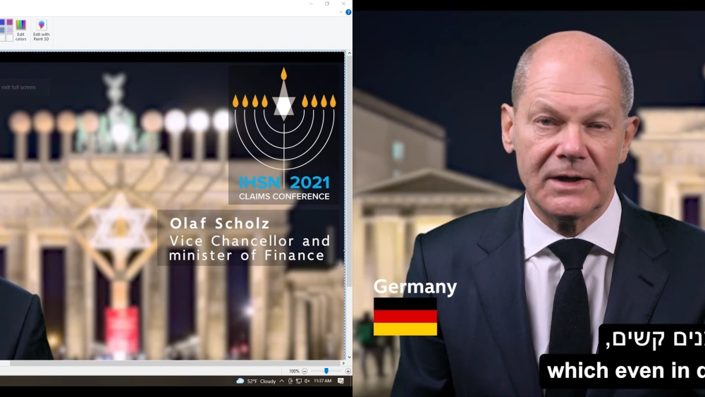 Incoming German Chancellor Olaf Scholz talked about Germany’s commitment to combating anti-Semitism at the annual International Holocaust Survivors Night on Nov. 30, 2021. Source: Screenshot.