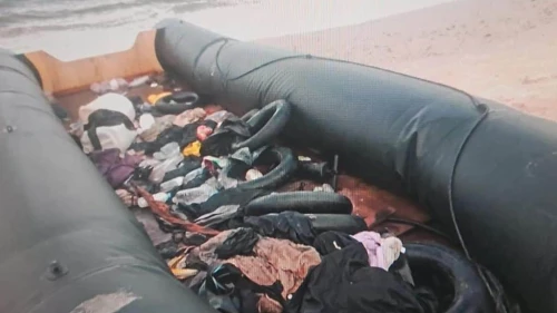 This rubber boat with documents belonging to foreign nationals washed ashore near Netanya, Oct. 1, 2023. Credit: Israel Police Spokesperson.