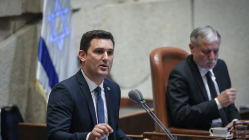 Blue and White Party Knesset member Eitan Ginsburg, one of five openly gay Israeli MKs, speaks at the Knesset plenum on May 20, 2019. Photo by Noam Revkin Fenton/Flash90.