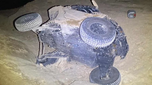 The vehicle used by a weapons and drug-smuggling cell is seen after Israeli forces intercepted the suspects near the Egypt-Israel border in southern Israel, Dec. 8, 2025. Credit: IDF.
