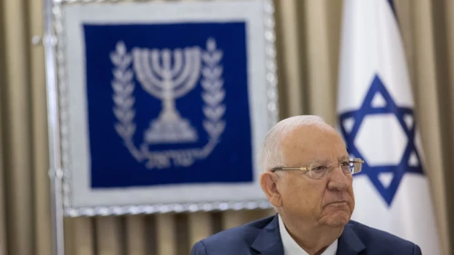 Israeli President Reuven Rivlin meets with representatives of the Yesh Atid Party at the President's Residence in Jerusalem on April 5, 2021. Photo by Yonatan Sindel/Flash90.