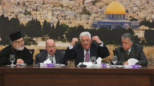 Palestinian Authority leader Mahmoud Abbas speaks during a meeting with members of the Fatah Central Committee in Ramallah on Jan. 14, 2018. Photo by Flash90.
