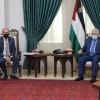 Palestinian Authority leader Mahmoud Abbas receives U.S. envoy Hady Amr and his delegation in Ramallah, Oct. 4, 2021. Credit: Thayer Ghanayem/WAFA Images.