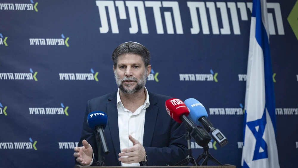 Finance Minister and head of the Religious Zionist Party Bezalel Smotrich leads a faction meeting at the Knesset in Jerusalem, Jan. 12, 2026. Photo by Chaim Goldberg/Flash90.