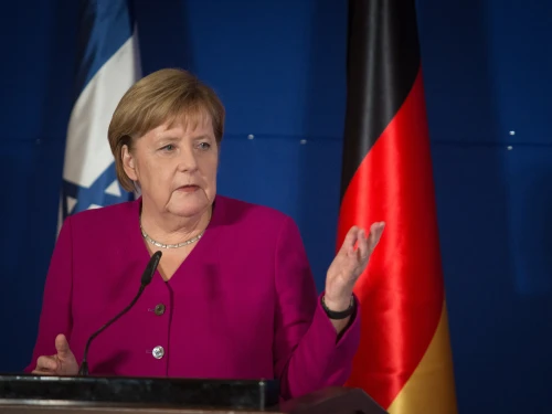 German Chancellor Angela Merkel during a joint press conference with Israeli Prime Minister Benjamin Netanyahu at the King David Hotel in Jerusalem on Oct. 4, 2018. Photo by Hadas Parush/Flash90.
