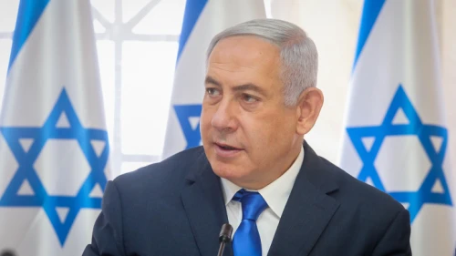 Israeli Prime Minister Benjamin Netanyahu leads the weekly Cabinet meeting, in the Jordan Valley, on Sept. 15, 2019. Photo by Marc Israel Sellem/POOL.