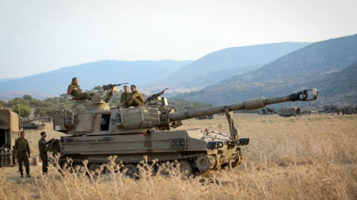 Israeli army forces stationed near the border between Israel and Lebanon in the Golan Heights on July 27, 2020. Photo by David Cohen/Flash90.