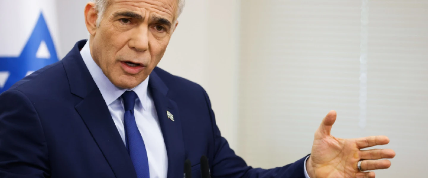 Then-Foreign Minister Yair Lapid speaks during a faction meeting at the Knesset, May 9, 2022. Photo by Olivier Fitoussi/Flash90.
