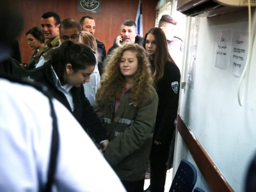 Palestinian activist Ahed Tamimi, 17, arrives for her trial in the Israeli military court at Ofer Prison. Credit: Flash90.