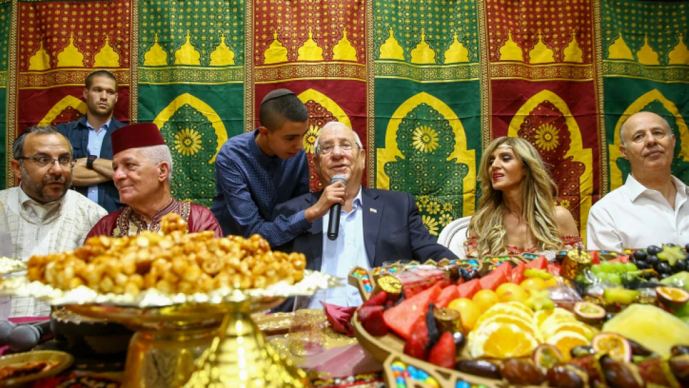 Israeli President Reuven Rivlin attends the Jewish Moroccan celebration of Mimouna in the southern city of Ashkelon on April 7, 2018. Photo by Flash90.