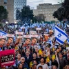 Thousands of Israelis take part in a rally marking six months since the Hamas Oct. 7 massacre, outside the Israeli parliament in Jerusalem, April 7, 2024. Photo by Yonatan Sindel/Flash90.