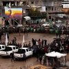 Palestinian terrorists prepare to release Israeli hostages in southern Gaza's Rafah, Feb. 22, 2025. Photo by Saeed Mohammed/Flash90.