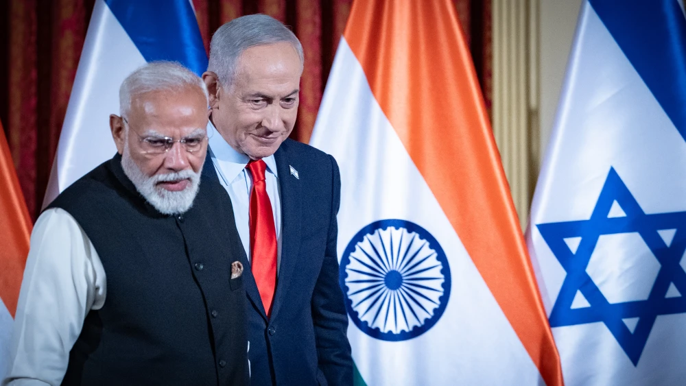 Indian Prime Minister Narendra Modi and Israeli Prime Minister Benjamin Netanyahu hold a joint press conference at the King David Hotel in Jerusalem, Feb. 26, 2026. Photo by Yonatan Sindel/Flash90.