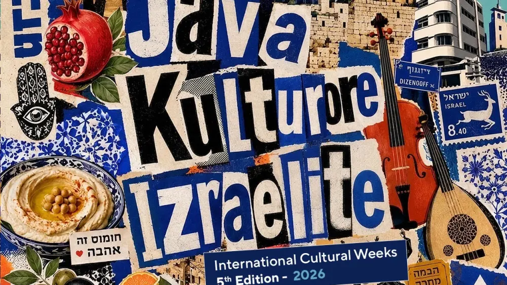 An advertisement for Israel Cultural Week 2026 in Albania. Credit: Courtesy of the Albanian Ministry of Culture.