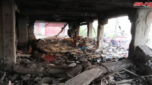 Palestinian Islamic Jihad claims that this house in western Damascus, Syria, was damaged by an Israeli strike against one of its officials on Nov. 12, 2019. Credit: Syrian Arab News Agency SANA.