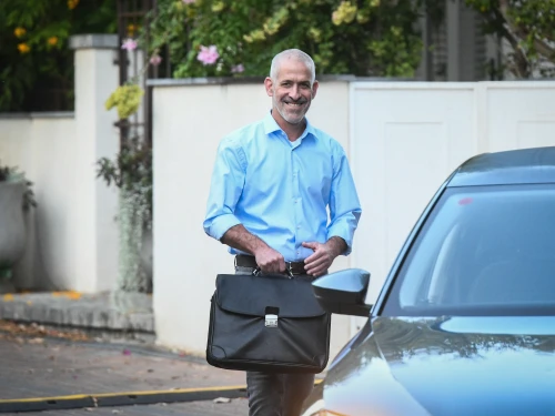 Ronen Bar, the newly appointed head of the Shin Bet security services, leaves his home in central Israel, Oct. 11, 2021. Photo by Flash90.