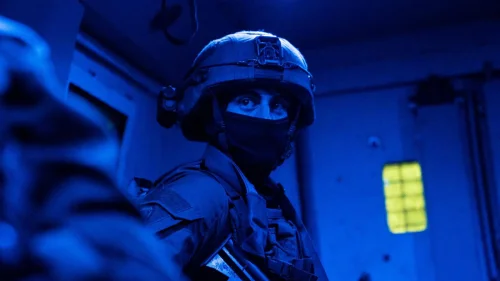 Israeli forces map for demolition the home of the Hamas terrorist who killed three members of the Dee family, on May 29, 2023. Credit: IDF.