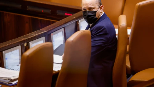 Israeli Prime Minister Naftali Bennett at the Knesset assembly hall for a special session in memory of Israel's first prime minister, David Ben-Gurion, on Nov. 8, 2021. Photo by Olivier Fitoussi/Flash90.