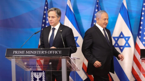 Prime Minister Benjamin Netanyahu meets with U.S. Secretary of State Anthony Blinken at the Prime Minister's Office in Jerusalem, on May 25, 2021. Photo by Marc Israel Sellem/POOL