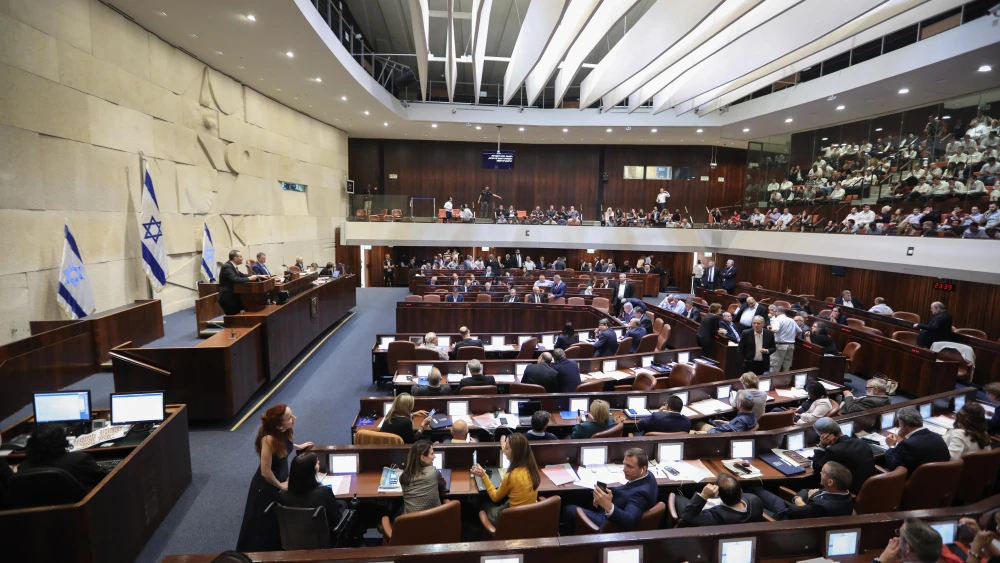 General view of the parliament during a discussion on a bill to dissolve the parliament, at the Knesset, in Jerusalem on May 29, 2019. Credit: Yonatan Sindel/Flash90