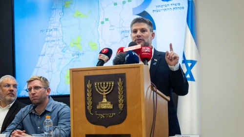 Israeli Finance Minister Bezalel Smotrich holds a press conference at the Finance Ministry in Jerusalem, Sept. 3, 2025. Photo by Yonatan Sindel/Flash90.