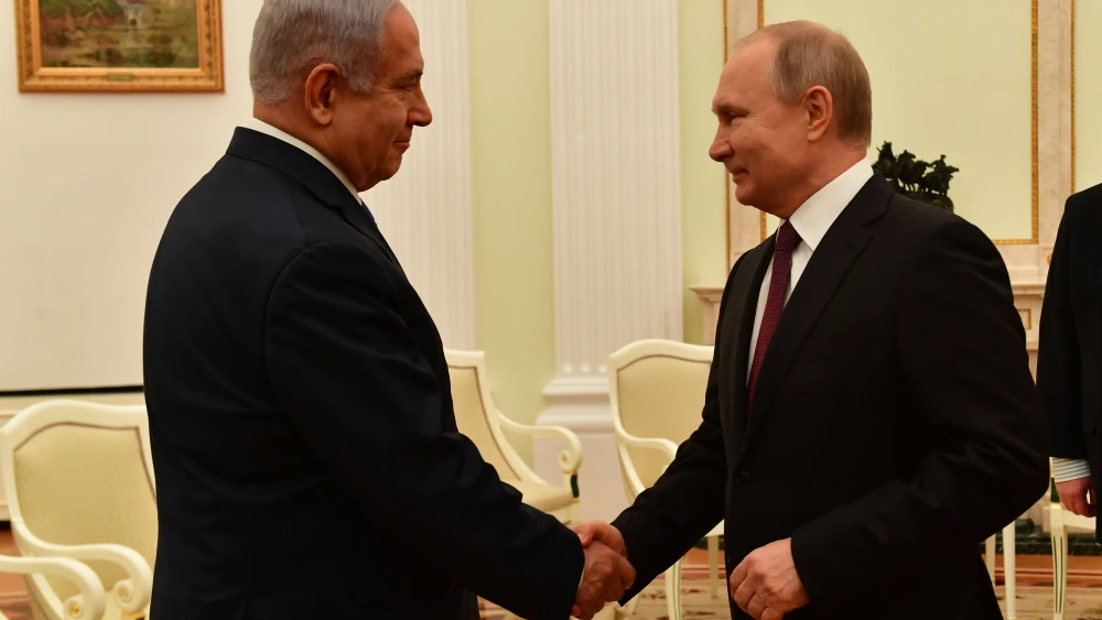 Israeli Prime Minister Benjamin Netanyahu and Russian President Vladimir Putin in Moscow on April 4, 2019. Credit: Kobi Gideon/GPO.