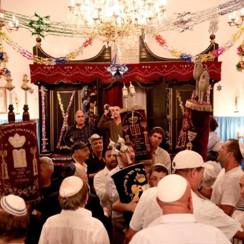 Jewish community members at synagogue in Agadir City, Morocco. Photo by Abir Sultan/Flash90.