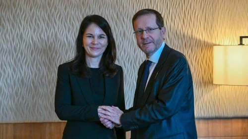 Israeli President Herzog meets with UN General Assembly President Annalena Baerbock at Davos, Jan. 20, 2026. Credit: Kobi Gideon/GPO.