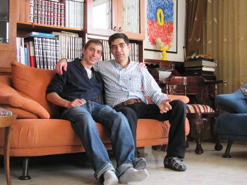 Hadar Goldin (left) with his father, Simcha. Credit: Courtesy of the Goldin family.