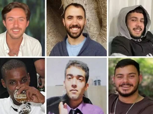 This six Israeli hostages set to be freed from Gaza on Feb. 22. Top, from left: Omer Shem-Tov, Tal Shoham, Eliya Cohen. Bottom, from left: Avera Mengistu, Hisham al-Sayed, Omer Wenkert. Credit: Courtesy.