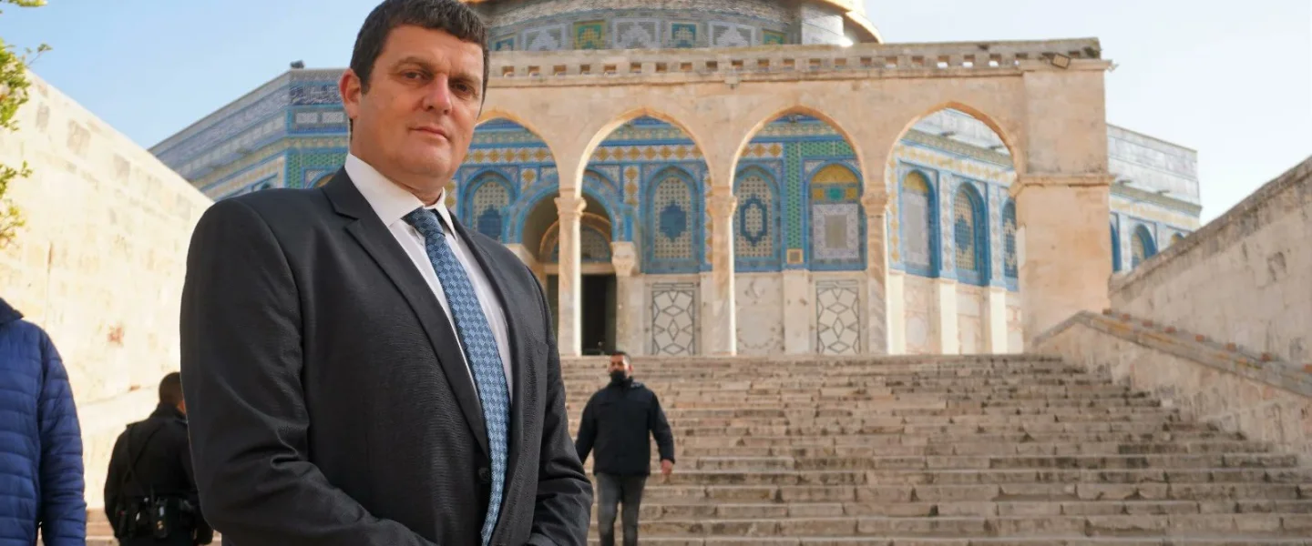 Likud MK Amit Halevi in front of the Dome of the Rock at the Temple Mount in Jerusalem. Source: Twitter